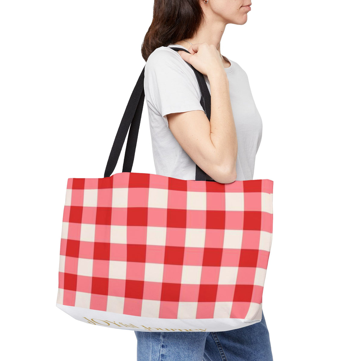 Red Gingham Journey Tote Bag