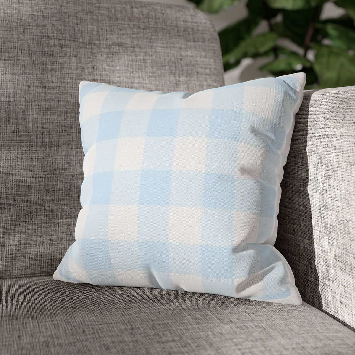 Blue Buffalo Check Pillowcase — Light Plaid Decorative Cushion Cover